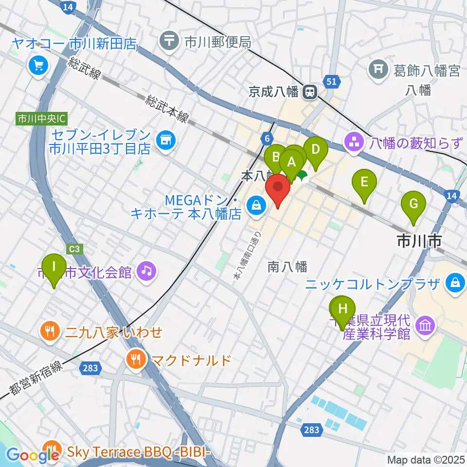 リンキィディンク本八幡周辺のホテル一覧地図