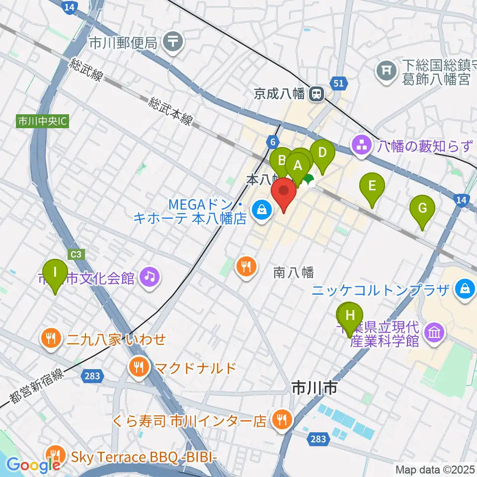 リンキィディンク本八幡周辺のホテル一覧地図