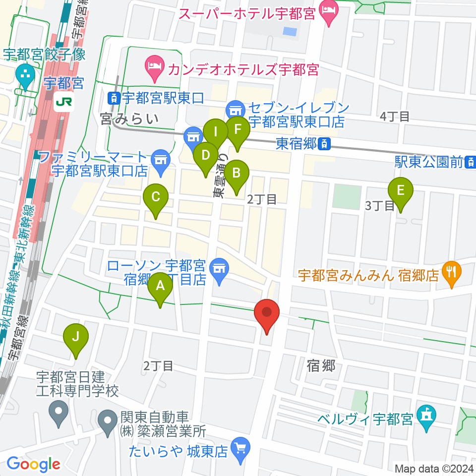 ヤマハミュージック 宇都宮店周辺のホテル一覧地図