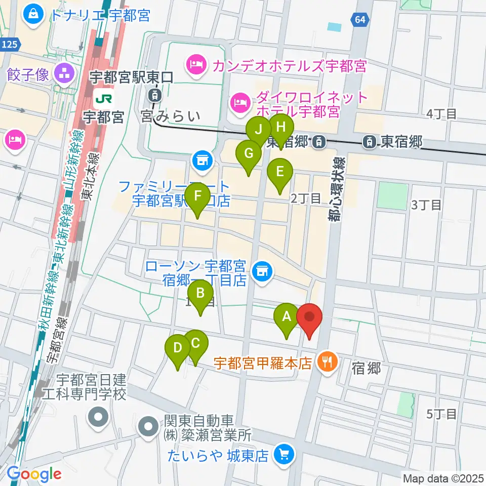 ヤマハミュージック宇都宮店周辺のホテル一覧地図