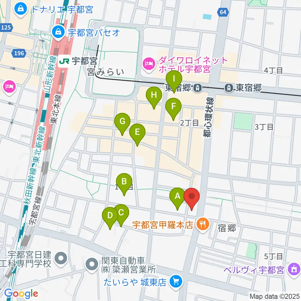 ヤマハミュージック宇都宮店周辺のホテル一覧地図