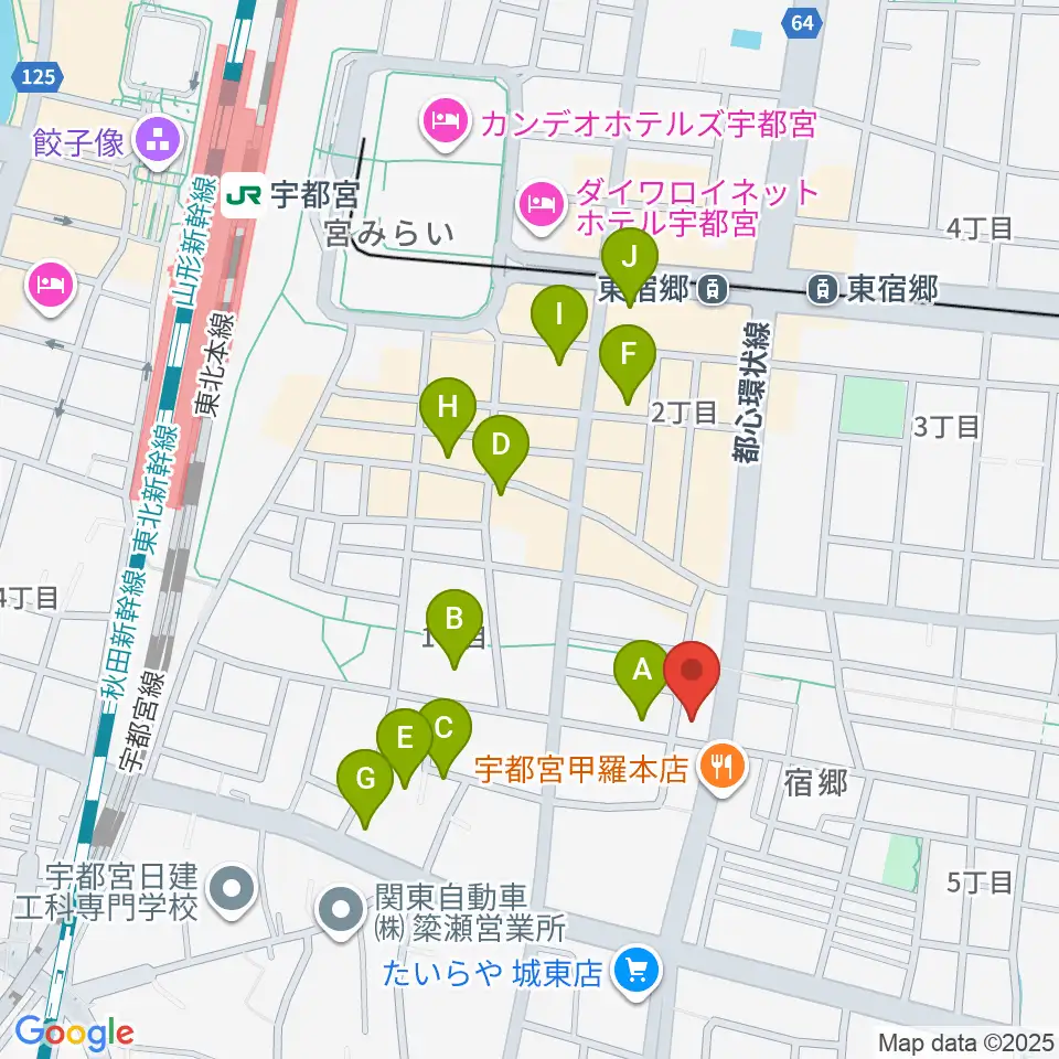 ヤマハミュージック宇都宮店周辺のホテル一覧地図