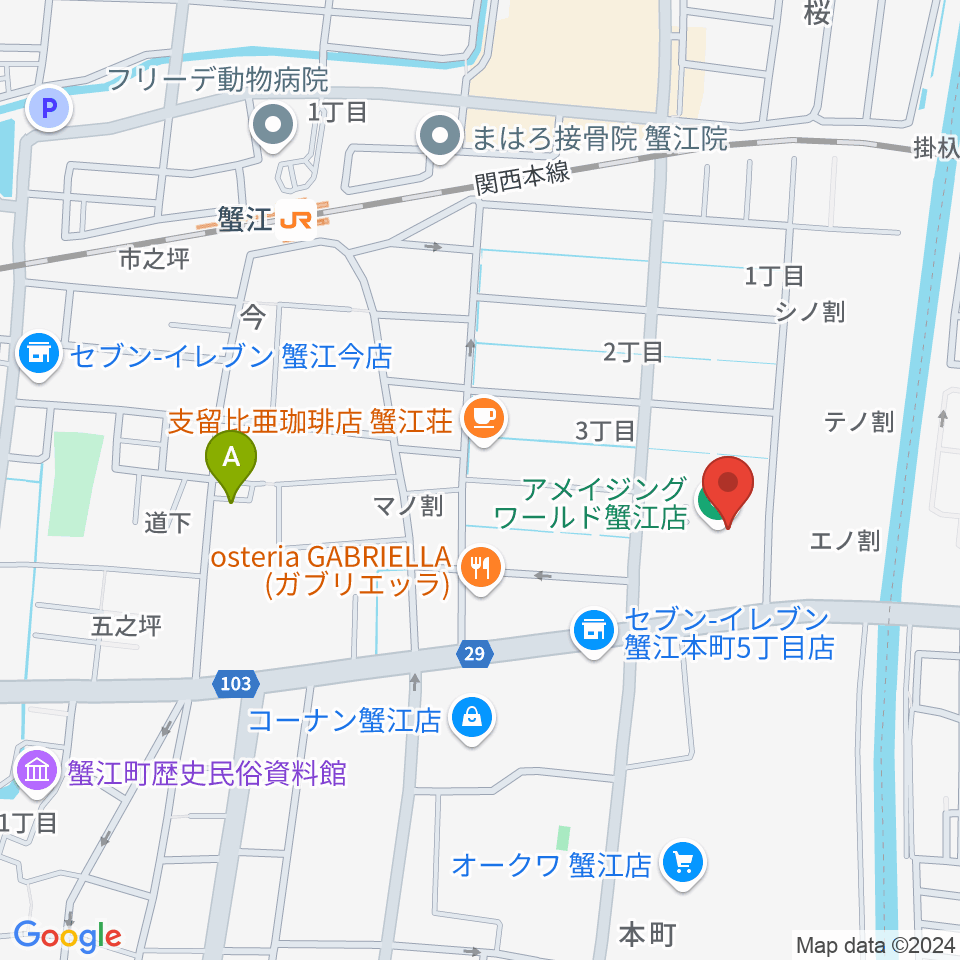 ミュージックサロン蟹江 ピアノショップ周辺のホテル一覧地図