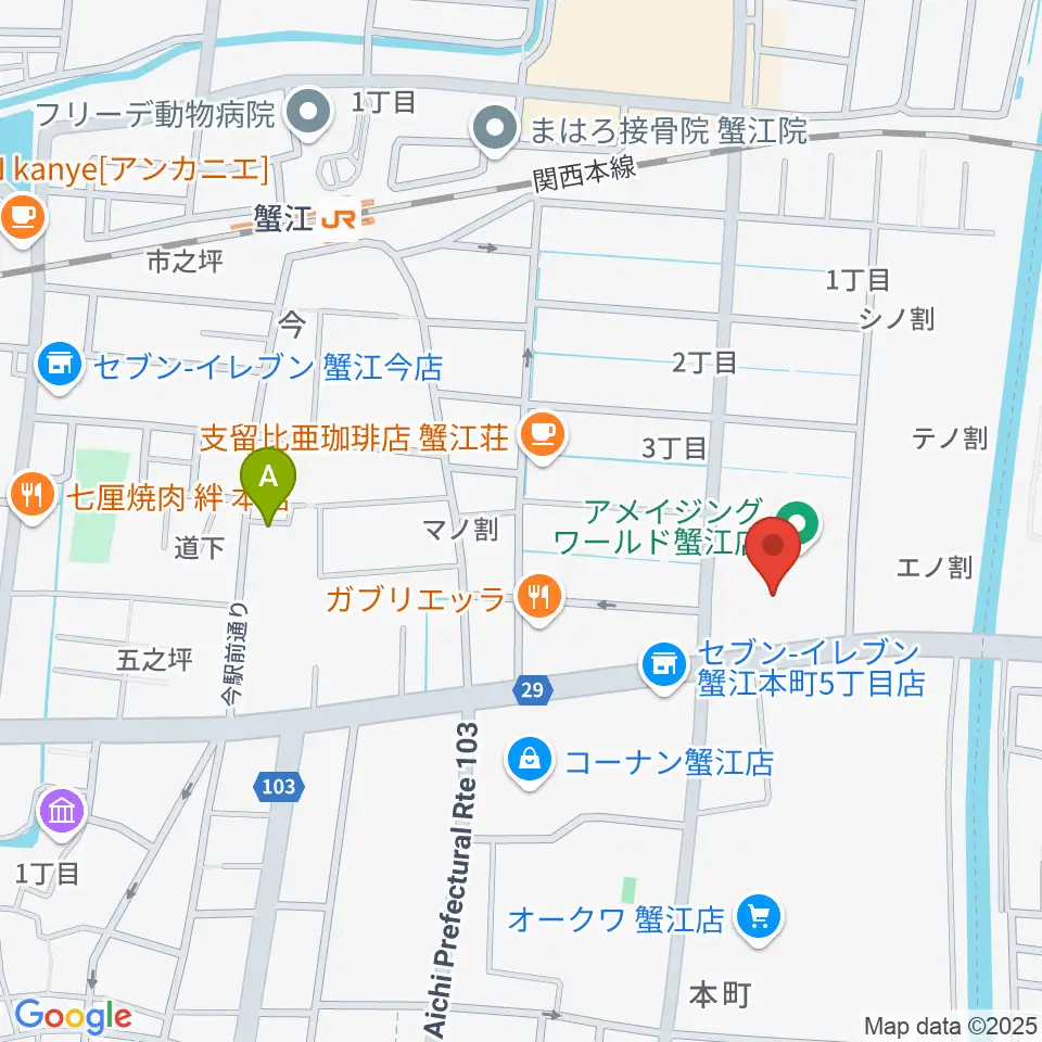 矢木楽器店 ミュージックサロン蟹江周辺のホテル一覧地図