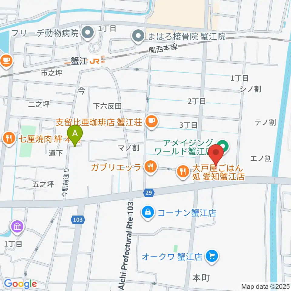 矢木楽器店 ミュージックサロン蟹江周辺のホテル一覧地図