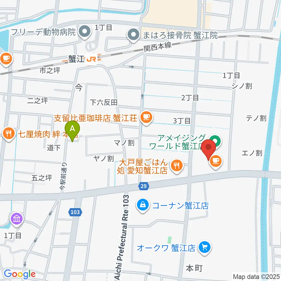 矢木楽器店 ミュージックサロン蟹江周辺のホテル一覧地図