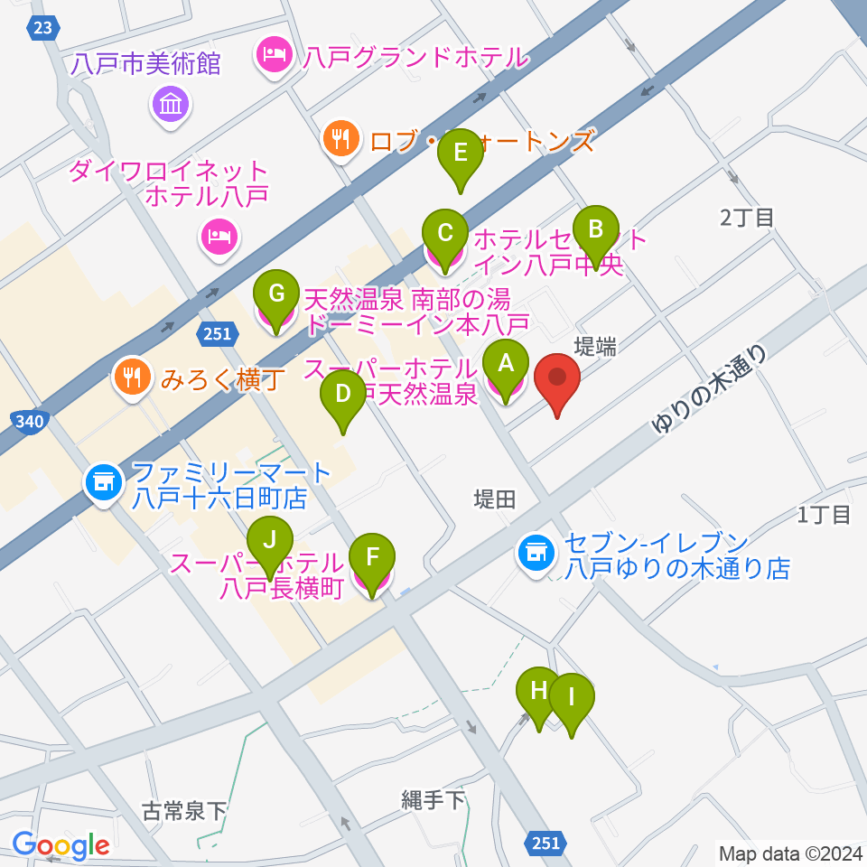 八戸ロックス周辺のホテル一覧地図