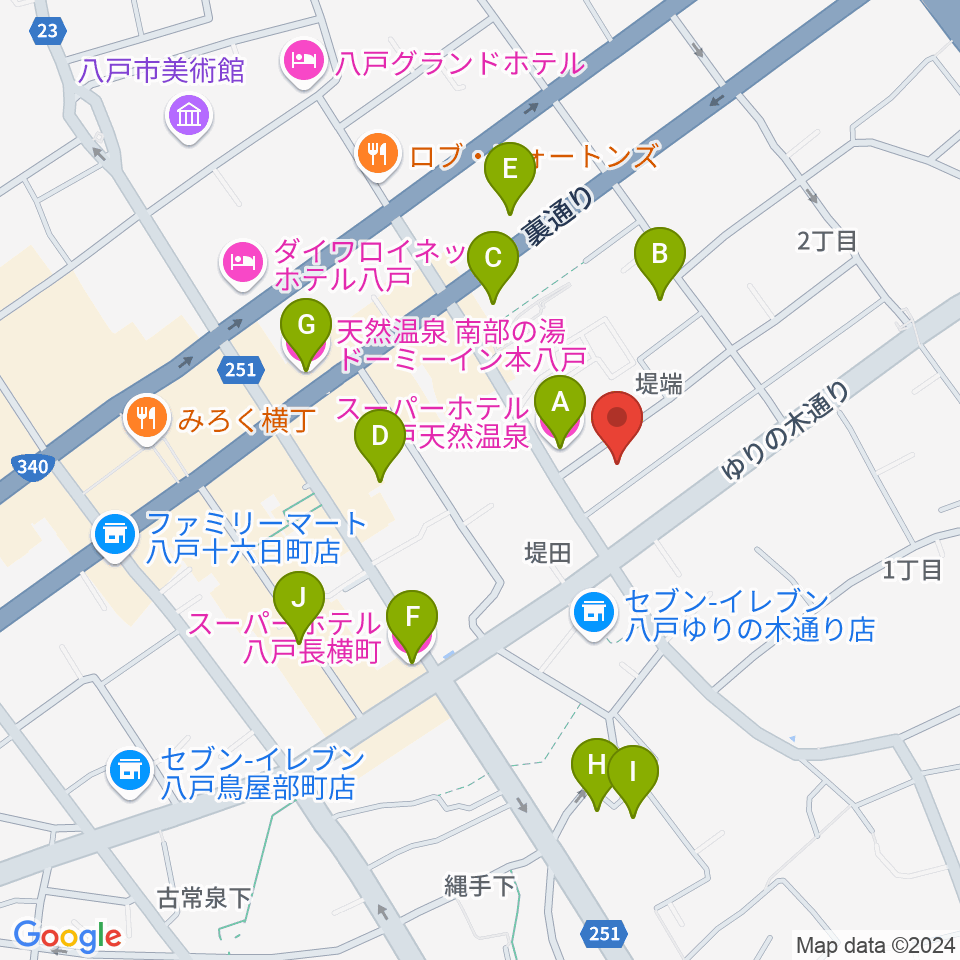 八戸ロックス周辺のホテル一覧地図