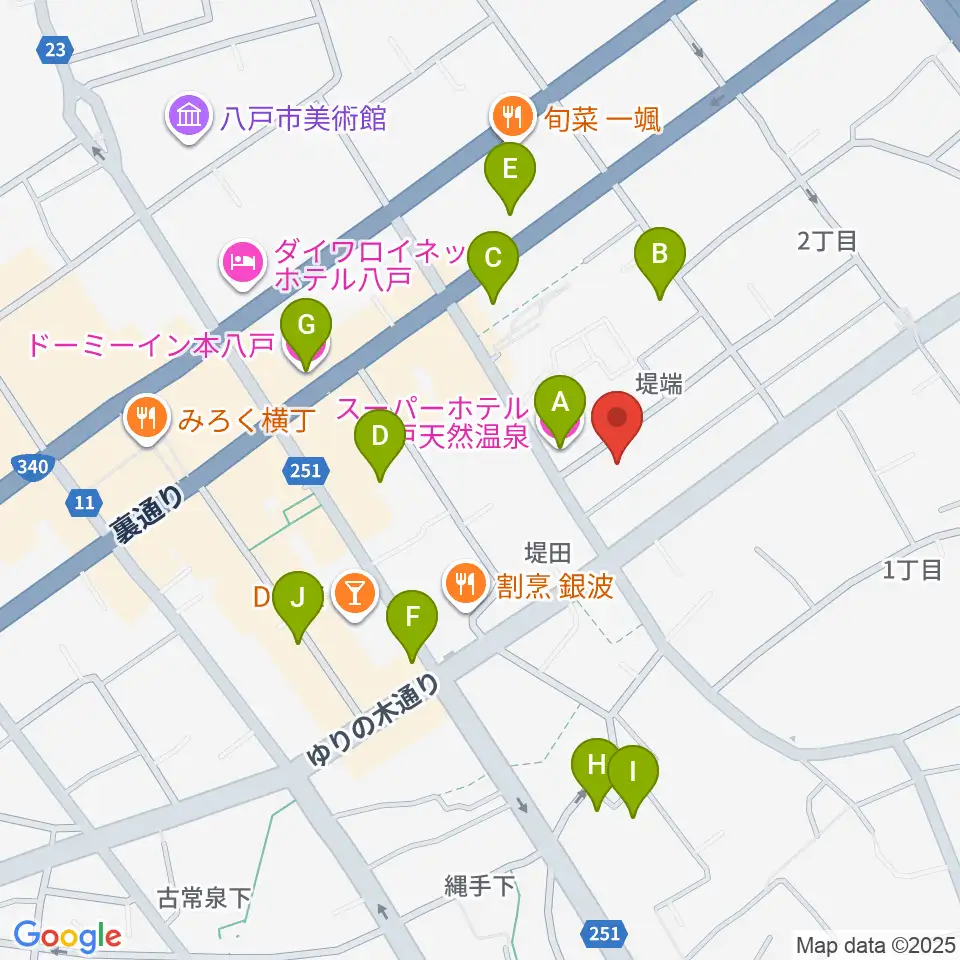 八戸ロックス周辺のホテル一覧地図