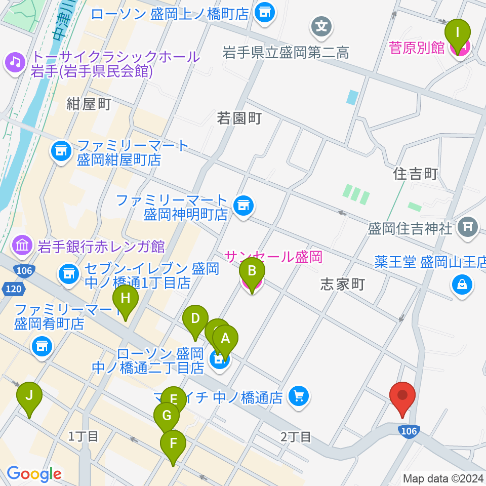 盛岡クラブチェンジ周辺のホテル一覧地図