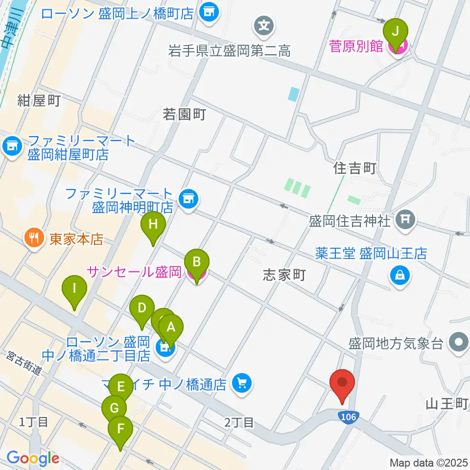 盛岡クラブチェンジ周辺のホテル一覧地図