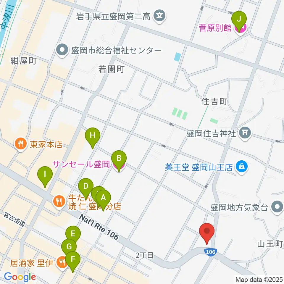 盛岡クラブチェンジ周辺のホテル一覧地図
