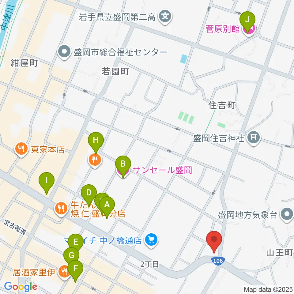 盛岡クラブチェンジ周辺のホテル一覧地図