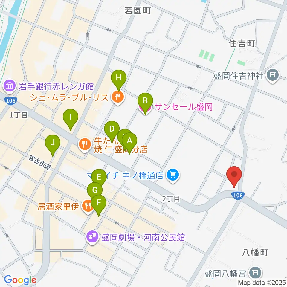 盛岡クラブチェンジ周辺のホテル一覧地図