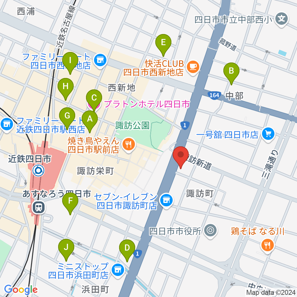 四日市VORTEX周辺のホテル一覧地図