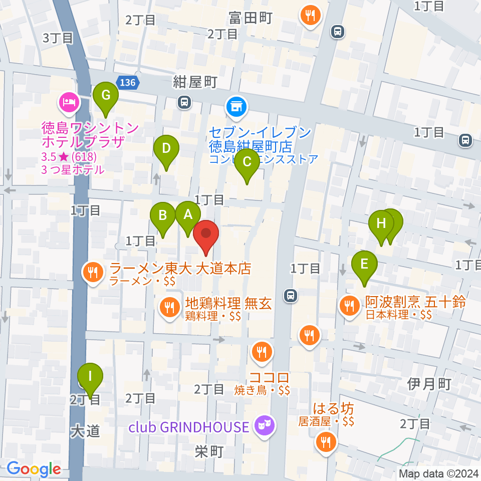 徳島ファンキーチキン周辺のホテル一覧地図