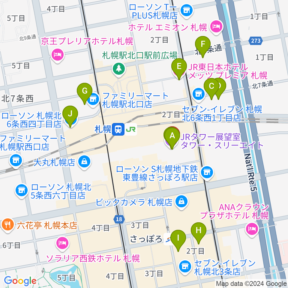 島村楽器 札幌ステラプレイス店周辺のホテル一覧地図