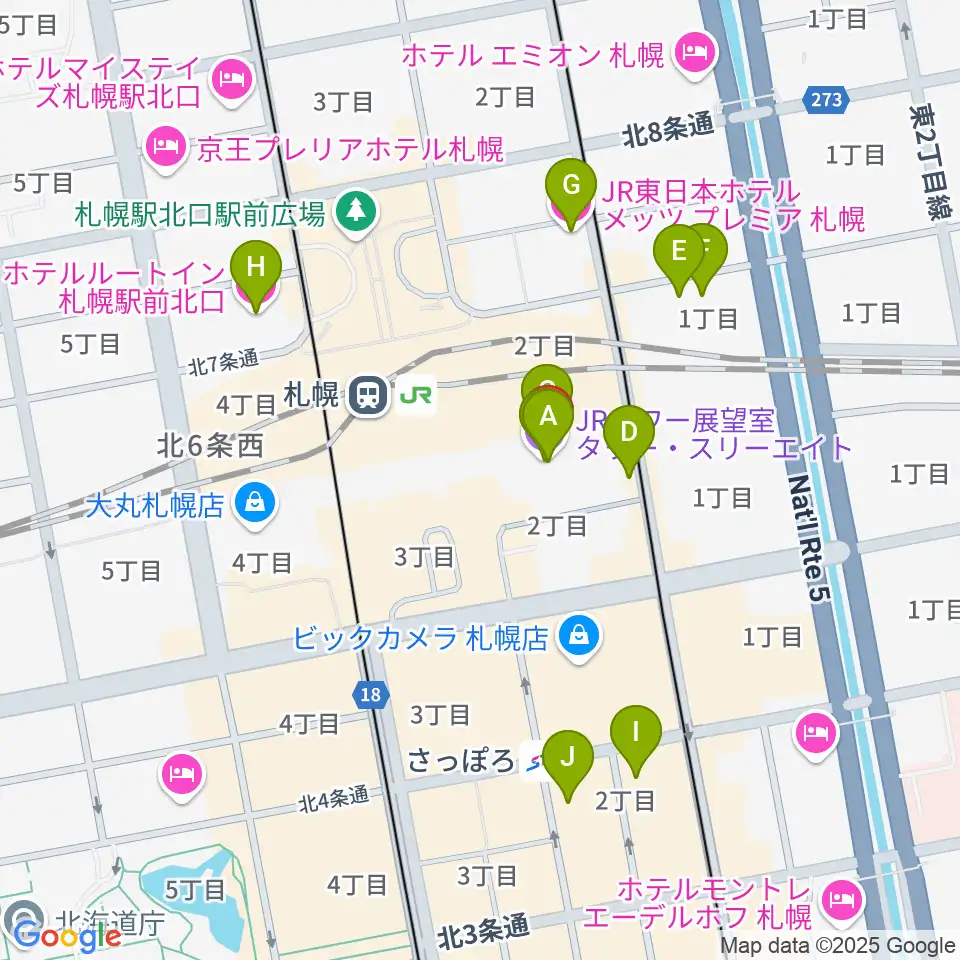 島村楽器 札幌ステラプレイス店周辺のホテル一覧地図