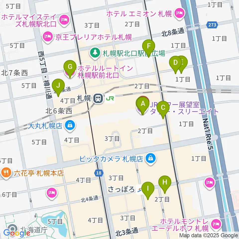 島村楽器 札幌ステラプレイス店周辺のホテル一覧地図