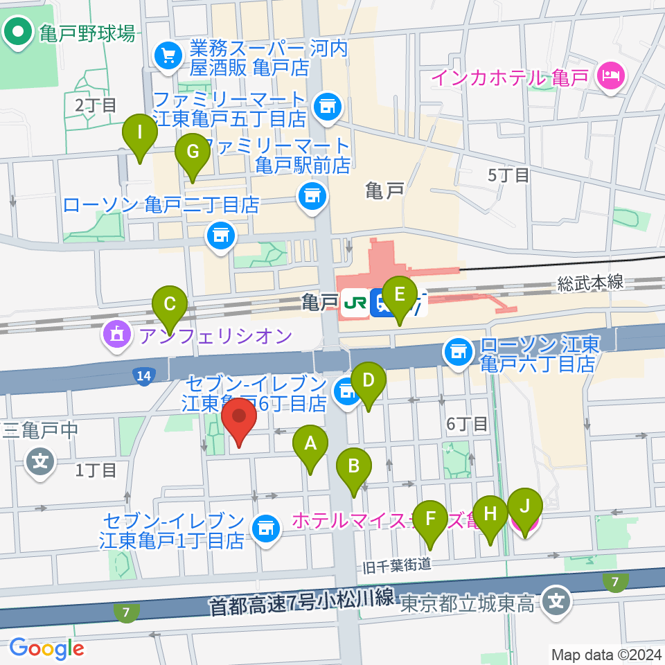 スタジオDIVO亀戸周辺のホテル一覧地図