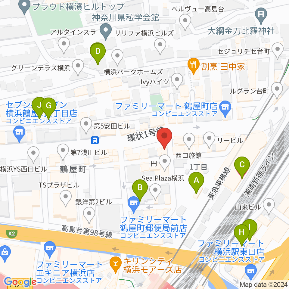 クラウドナインスタジオ 横浜北口店周辺のホテル一覧地図