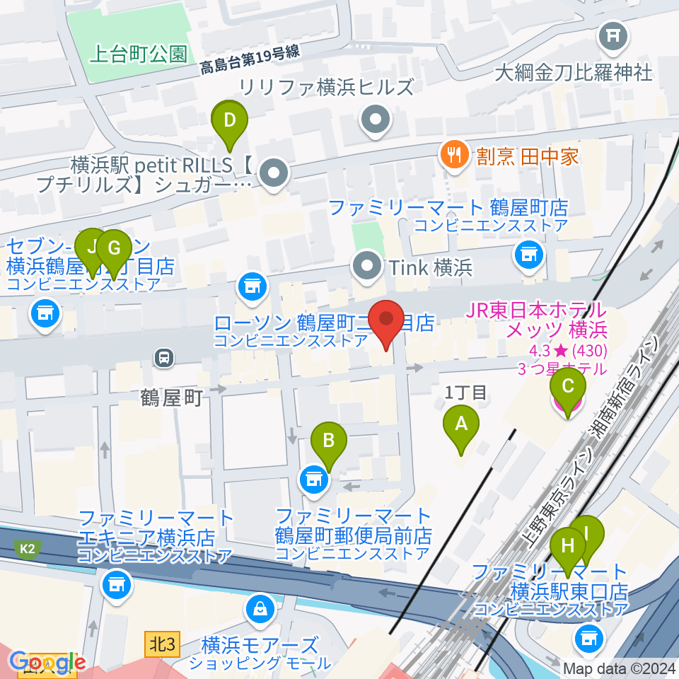 クラウドナインスタジオ 横浜北口店周辺のホテル一覧地図