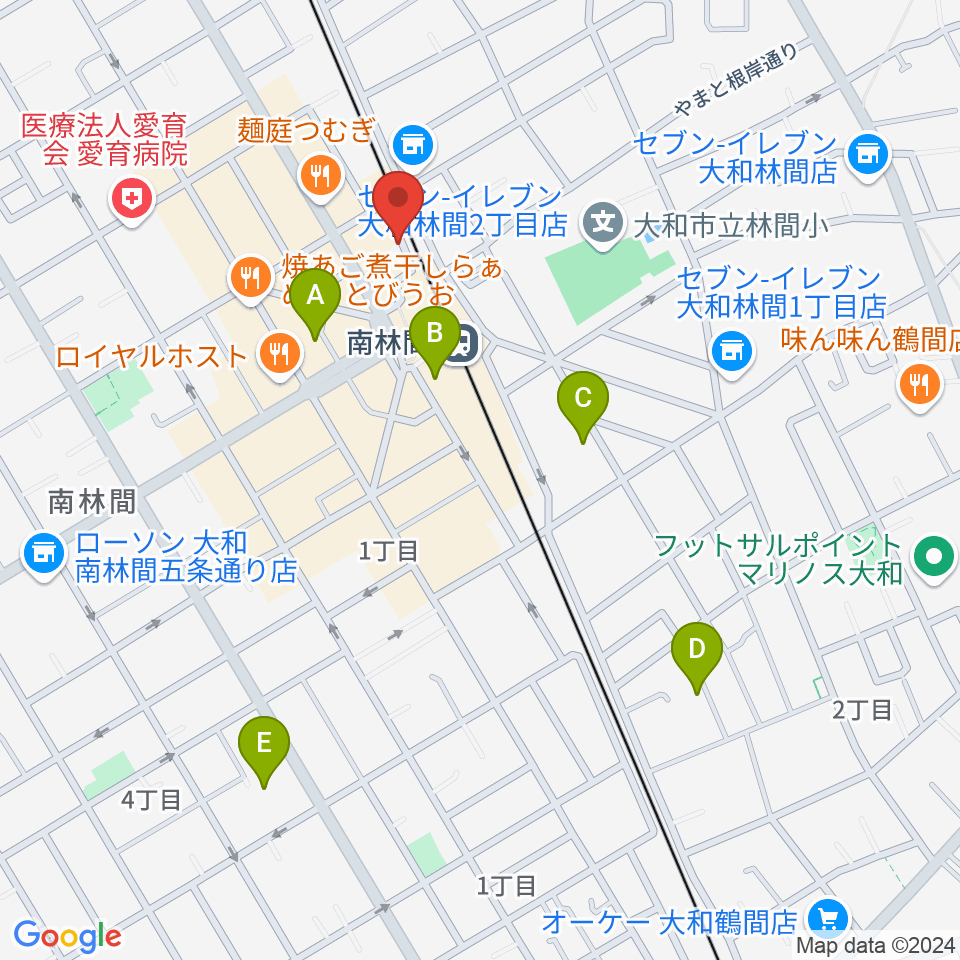 相模楽器 南林間店周辺のホテル一覧地図