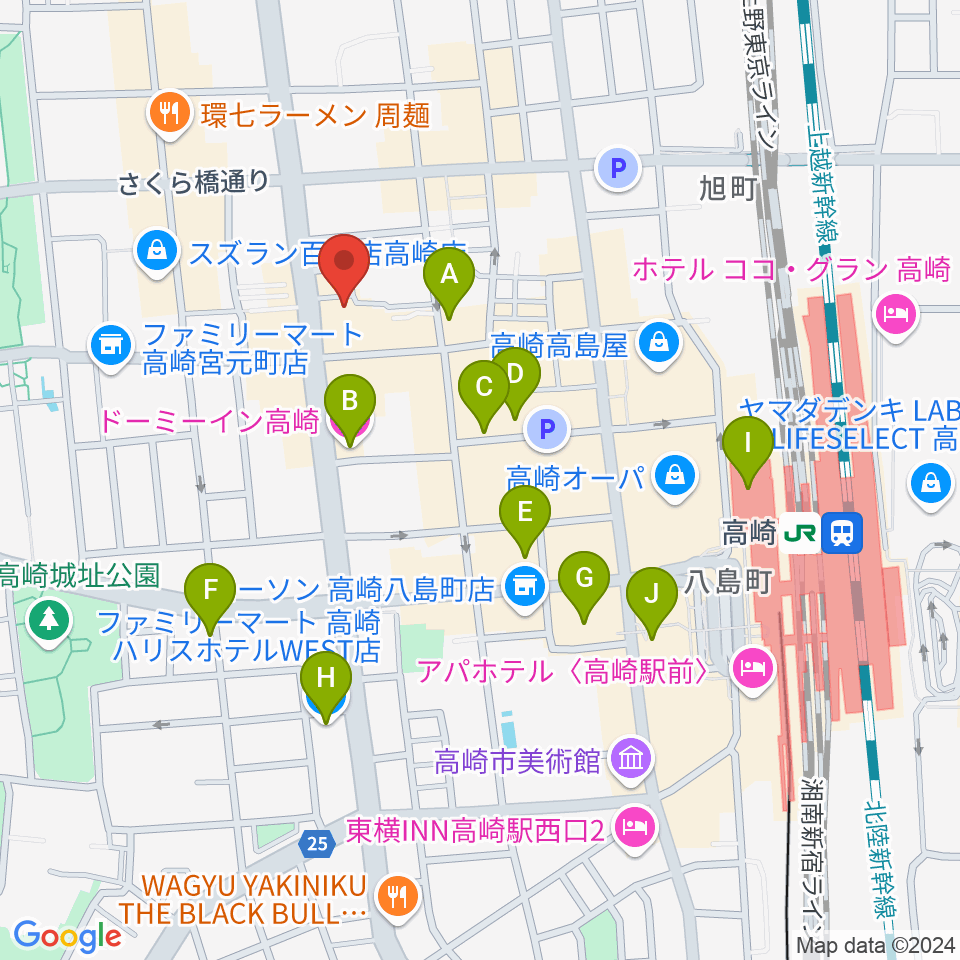 高崎WOAL周辺のホテル一覧地図