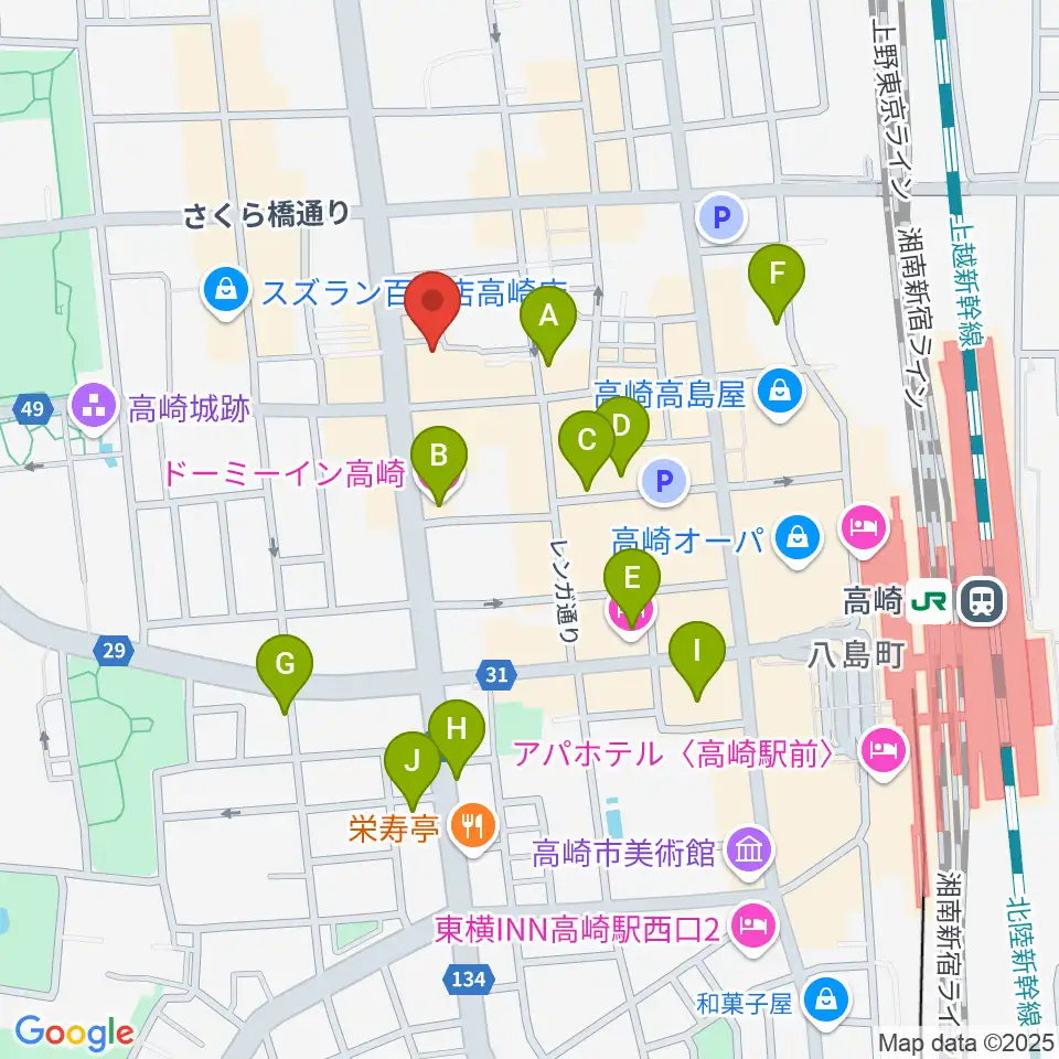 高崎WOAL周辺のホテル一覧地図
