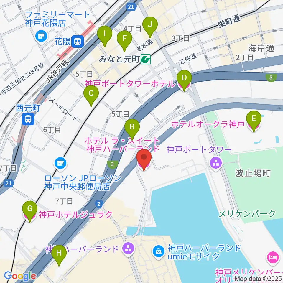 ラ・スイート神戸グラン・ブルー周辺のホテル一覧地図