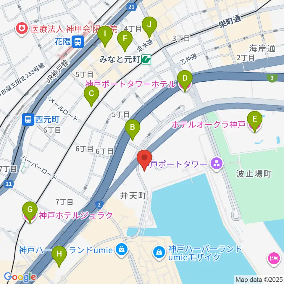 ラ・スイート神戸グラン・ブルー周辺のホテル一覧地図