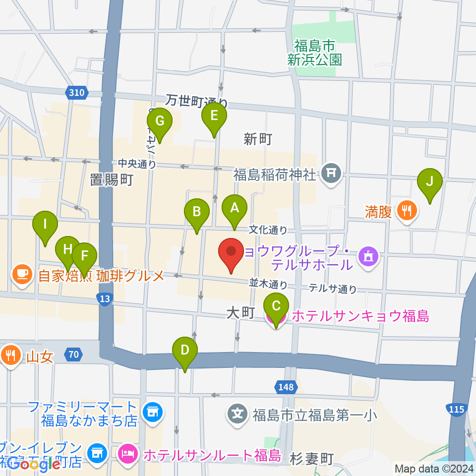 福島アウトライン周辺のホテル一覧地図