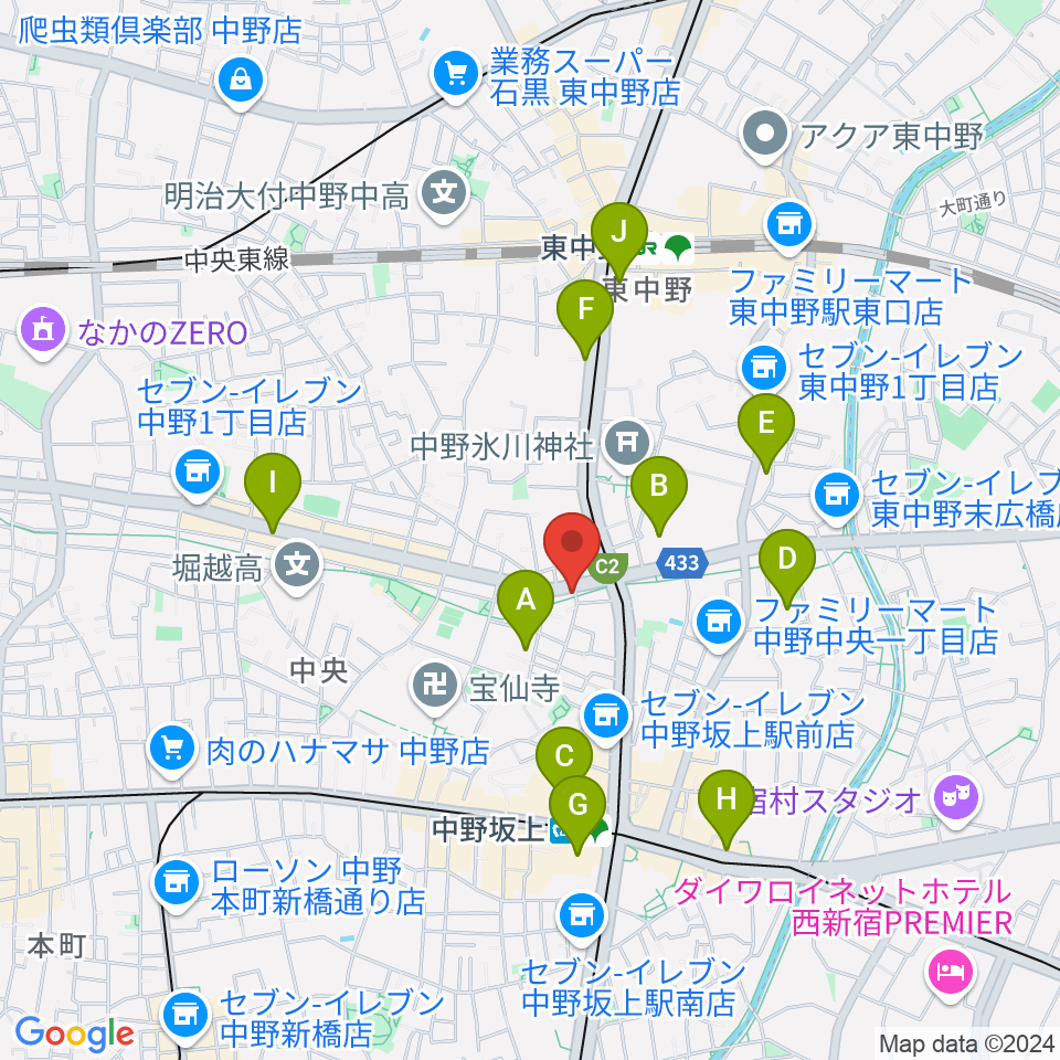 中野坂上aja周辺のホテル一覧地図