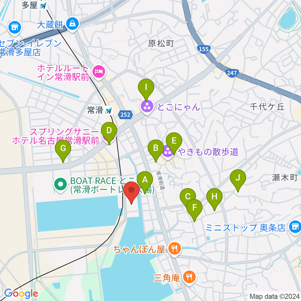 常滑市民文化会館周辺のホテル一覧地図