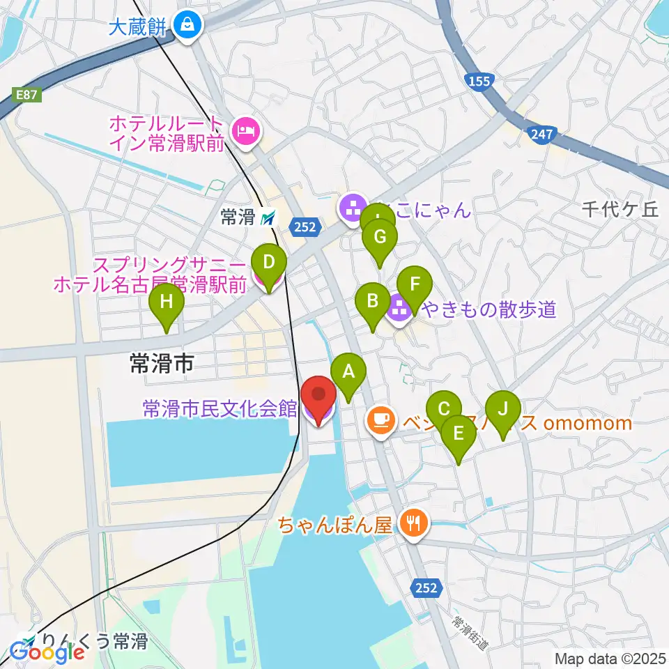 常滑市民文化会館周辺のホテル一覧地図
