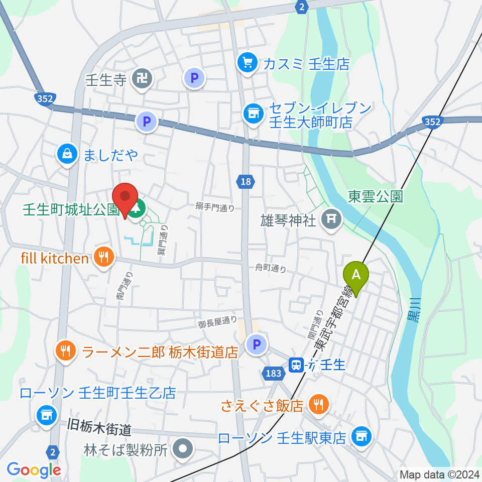 城址公園ホール 壬生中央公民館周辺のホテル一覧地図