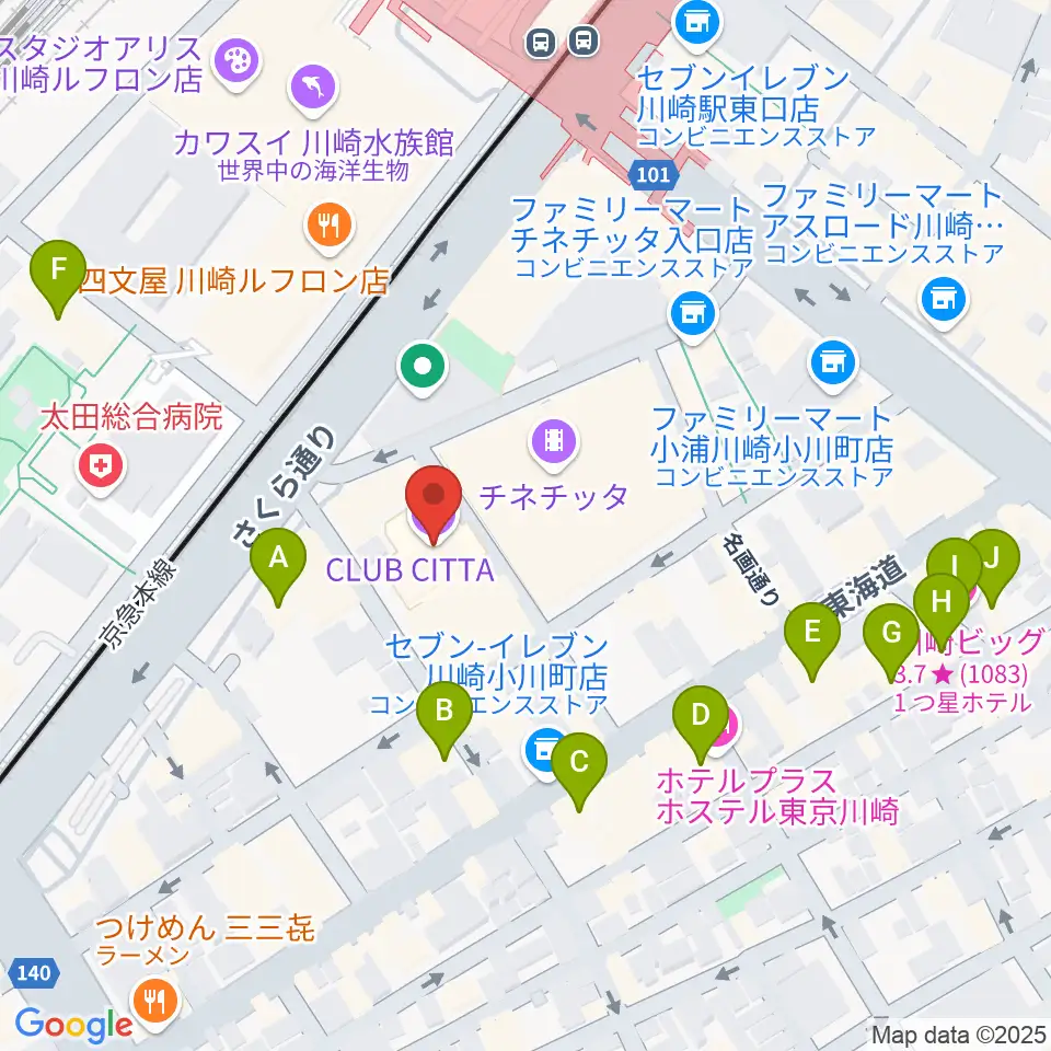 クラブチッタ周辺のホテル一覧地図
