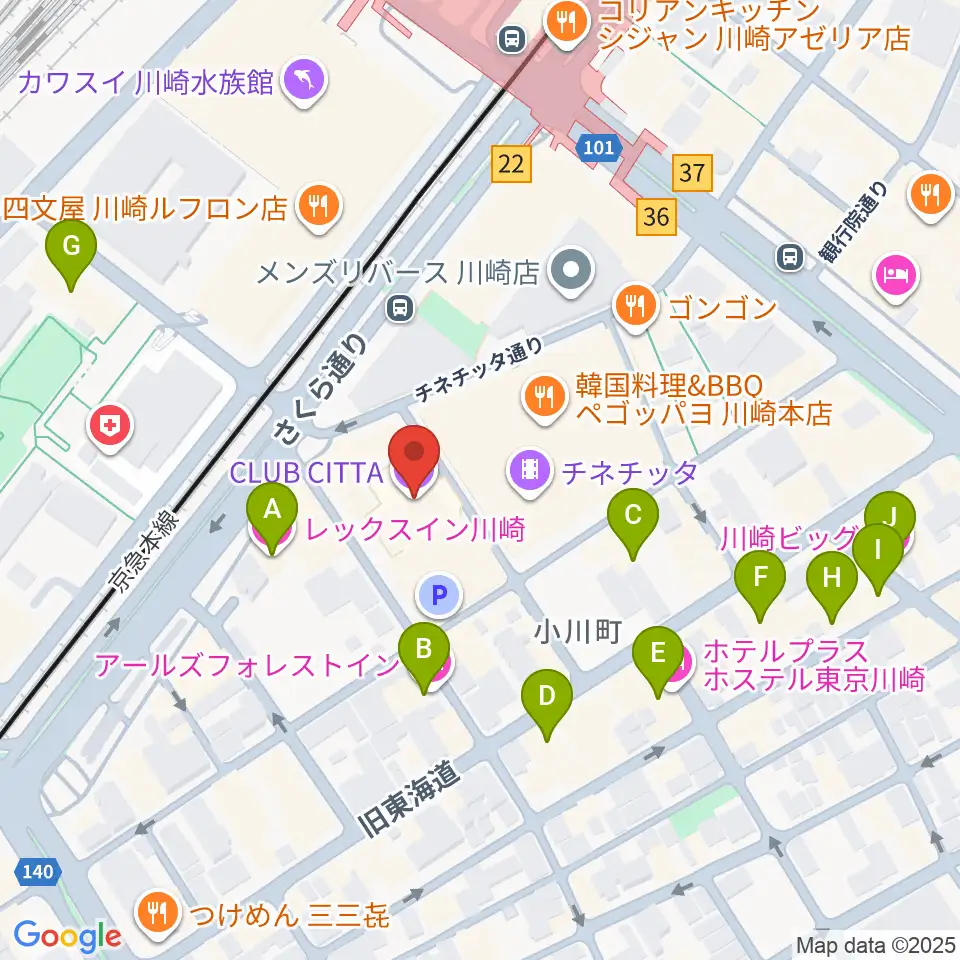 クラブチッタ周辺のホテル一覧地図