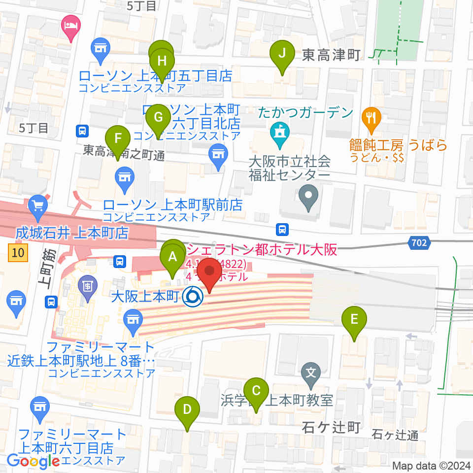 小阪楽器 上本町近鉄店周辺のホテル一覧地図