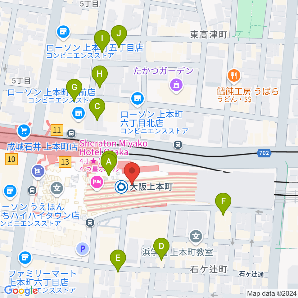 小阪楽器 上本町近鉄店周辺のホテル一覧地図