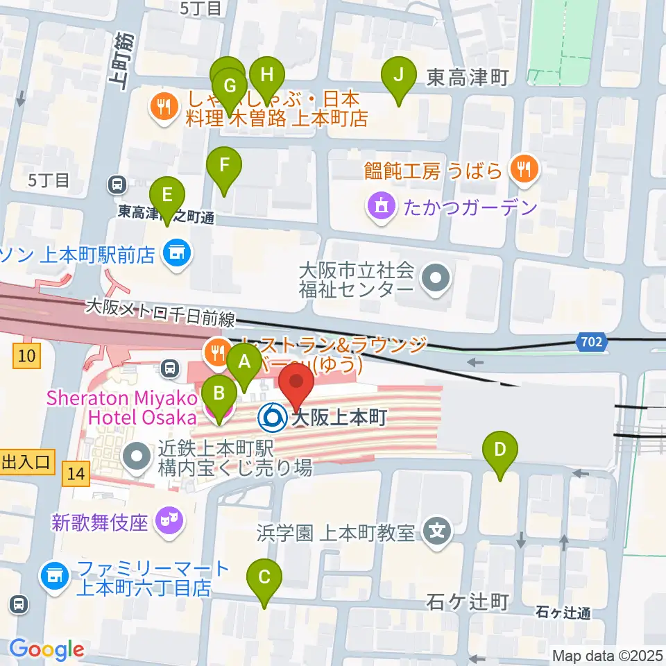 小阪楽器 上本町近鉄店周辺のホテル一覧地図