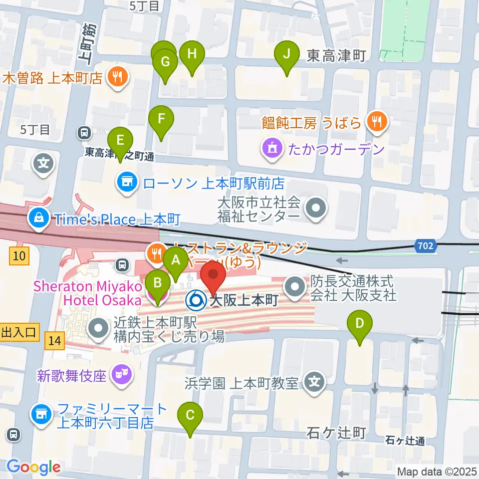 小阪楽器 上本町近鉄店周辺のホテル一覧地図