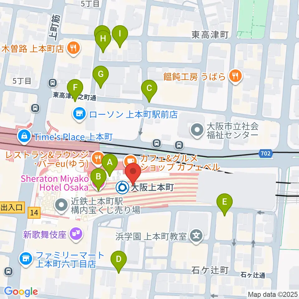 小阪楽器 上本町近鉄店周辺のホテル一覧地図