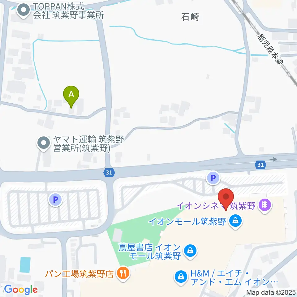 島村楽器 イオンモール筑紫野店周辺のホテル一覧地図