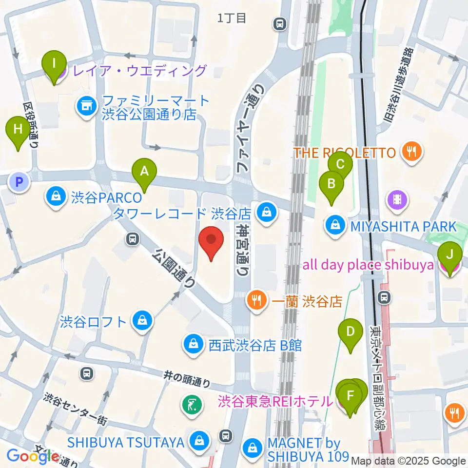 HMV&BOOKS SHIBUYA周辺のホテル一覧地図