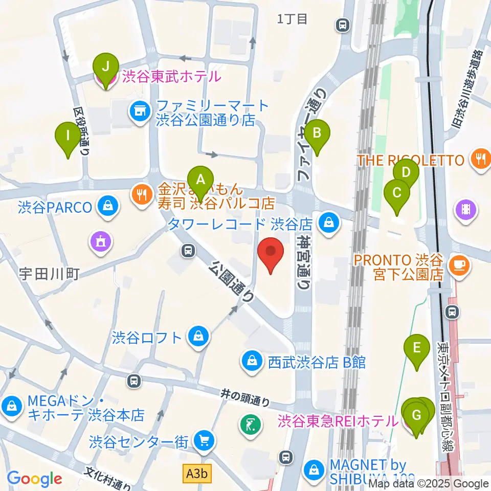 HMV&BOOKS SHIBUYA周辺のホテル一覧地図