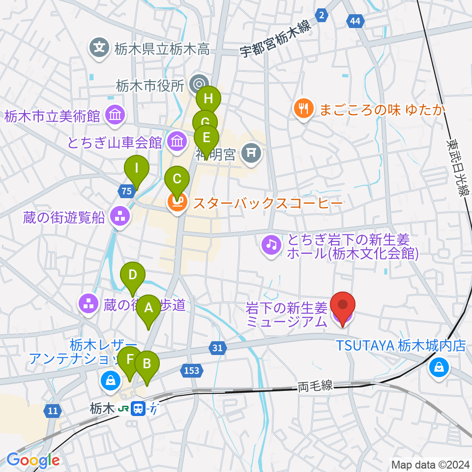 岩下の新生姜ミュージアム周辺のホテル一覧地図