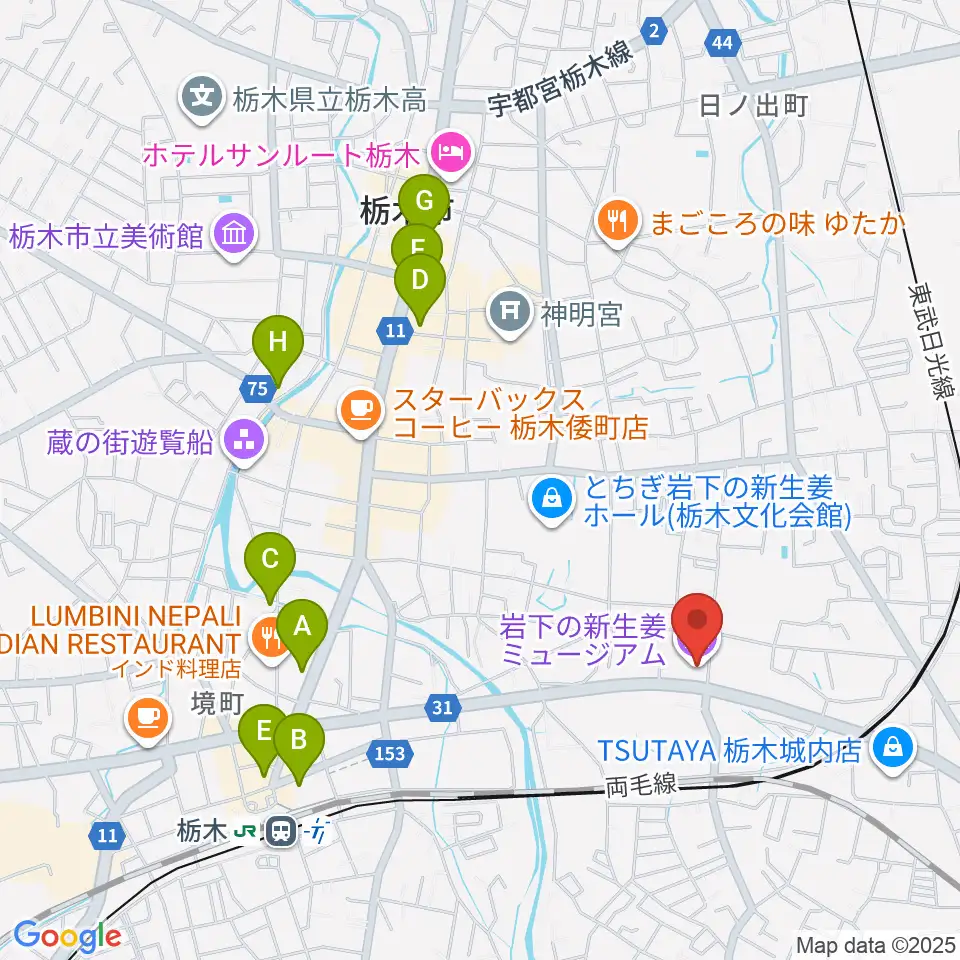 岩下の新生姜ミュージアム周辺のホテル一覧地図