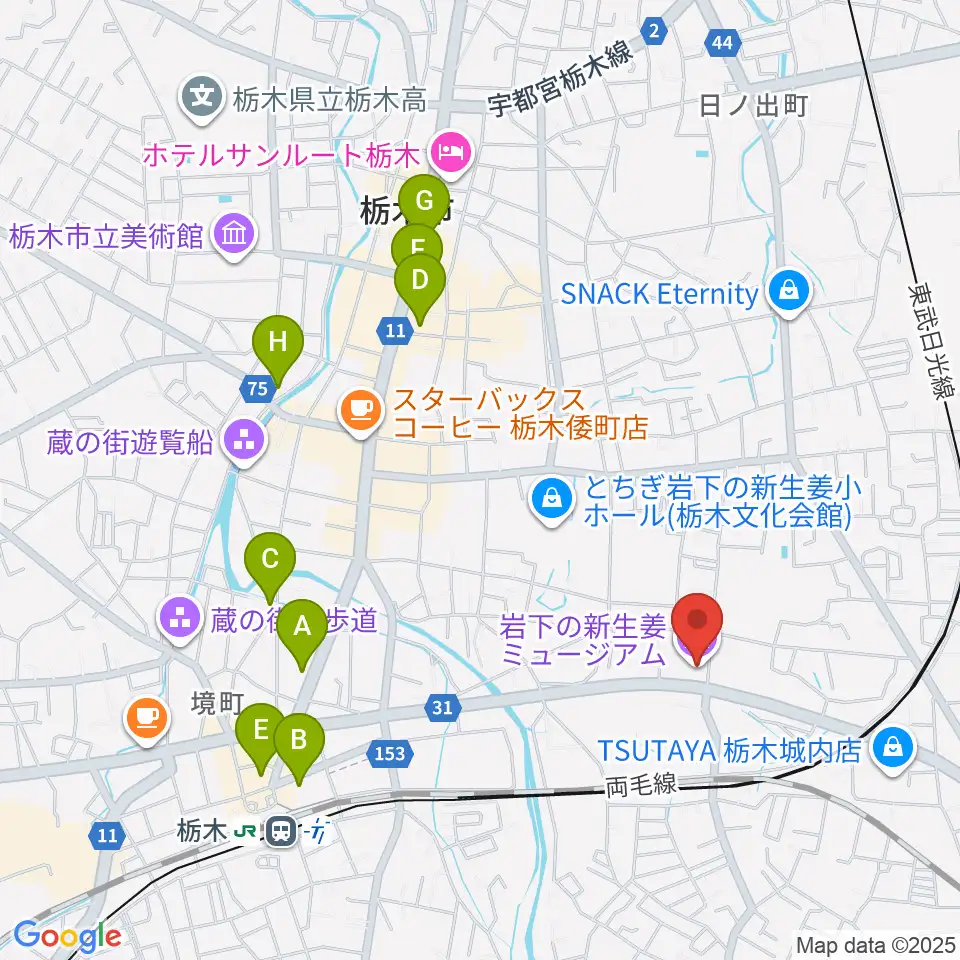 岩下の新生姜ミュージアム周辺のホテル一覧地図