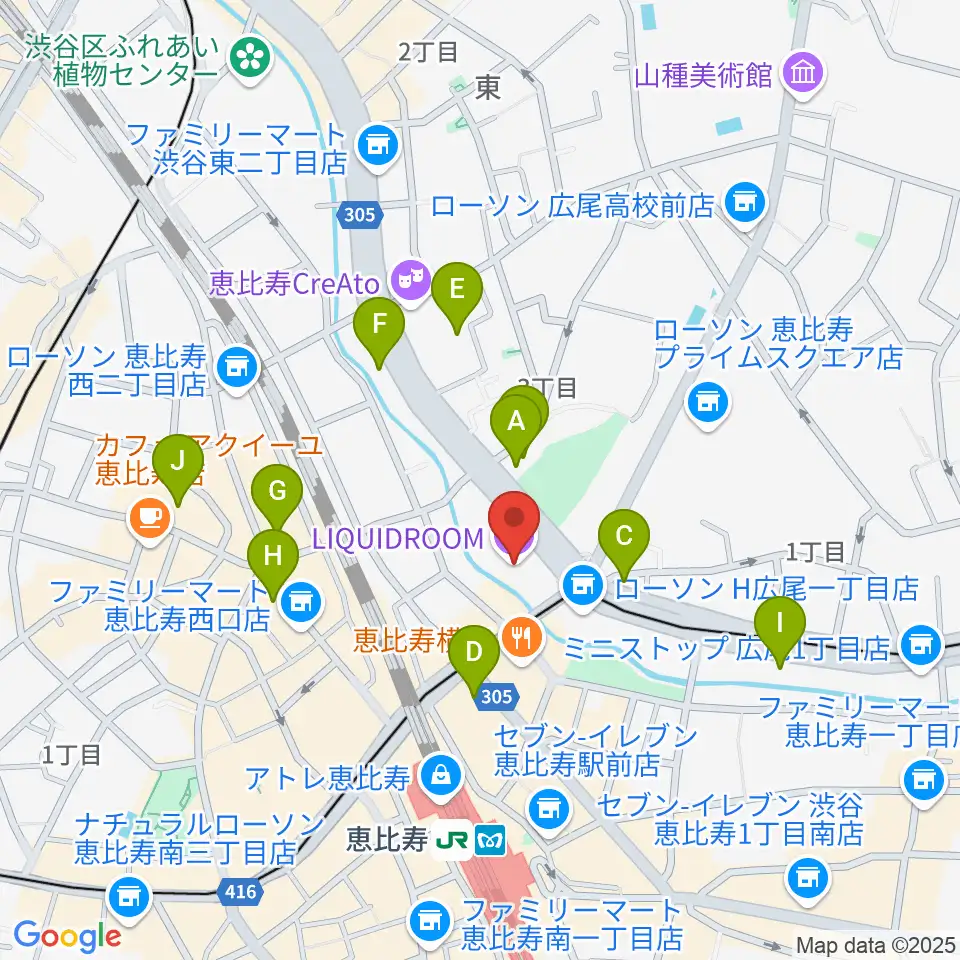 恵比寿リキッドルーム周辺のホテル一覧地図